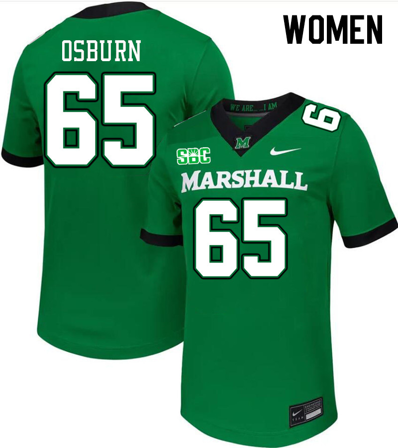 Women #65 Logan Osburn Marshall Thundering Herd SBC Conference College Football Jerseys Stitched-Gre